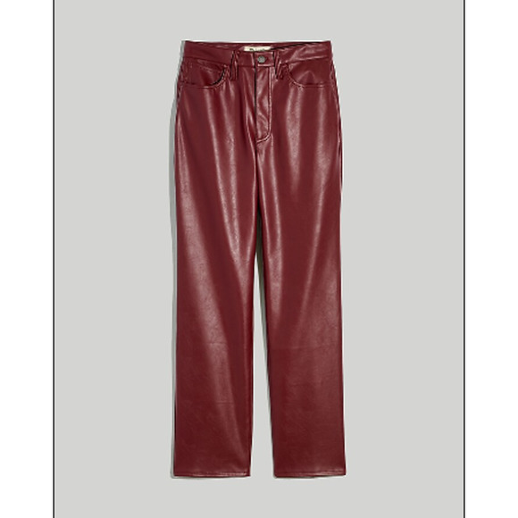 Madewell Perfect Vintage Straight Jean: Dark Cabernet Faux Leather Size 29 Red - Picture 2 of 9